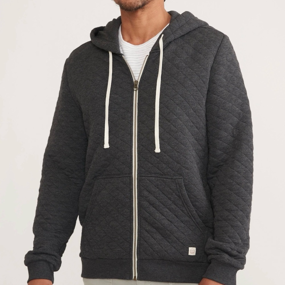 Marine Layer Men's Quilted Navy Zip-Up Sweater - Picture 2 of 9
